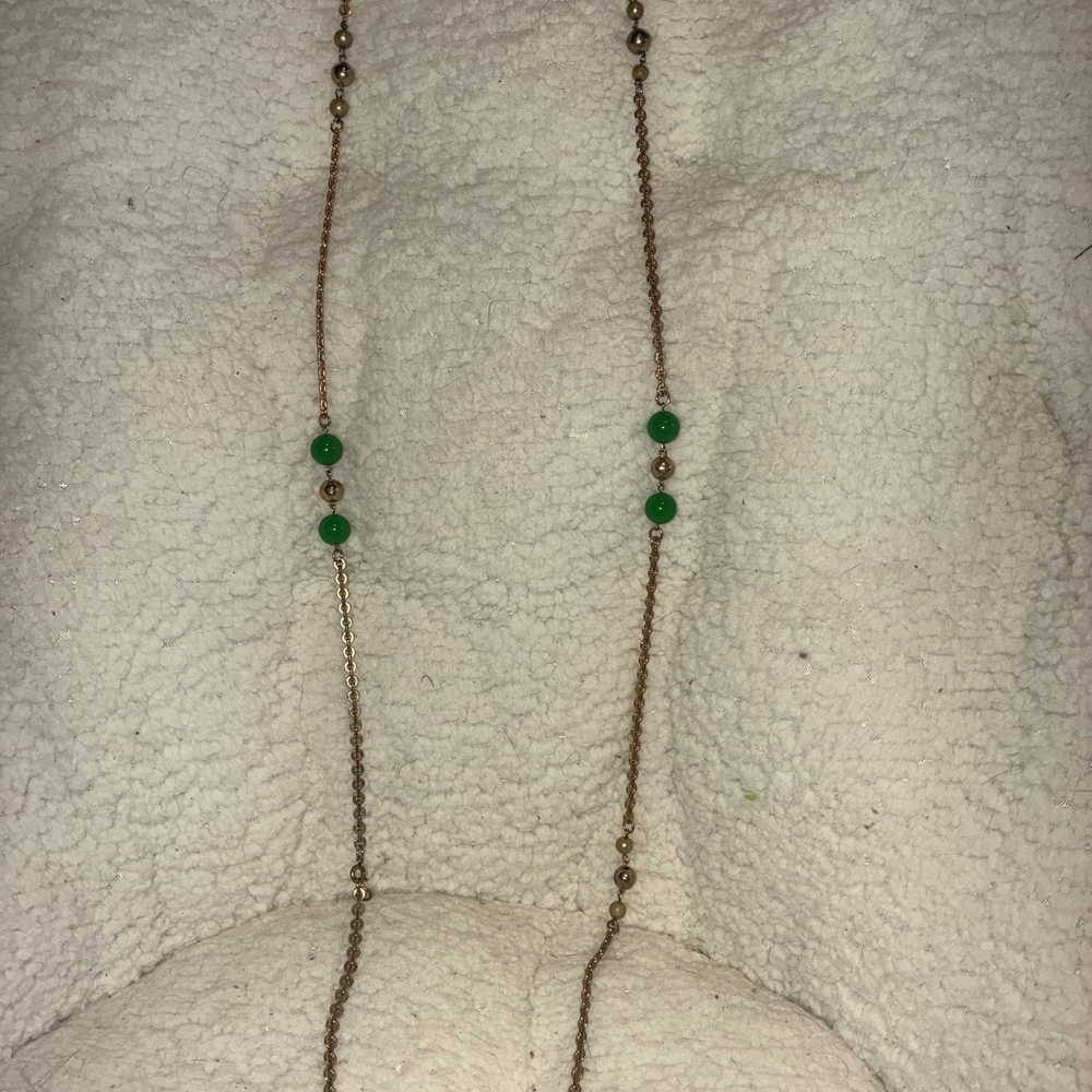 Elegant Gold and Green Beaded Necklace